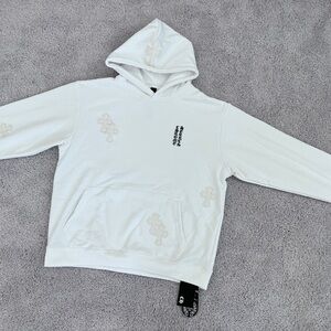 Chrome Hearts Style White Hoodie with Embroidered Details